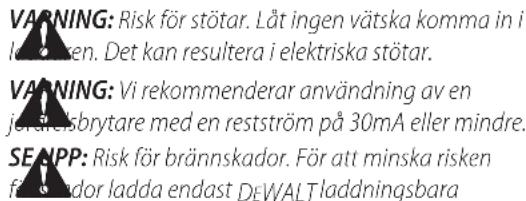 DEWALT DCMW564 - Viktiga Säkerhetsinstruktioner för alla Batteriladdare - 1