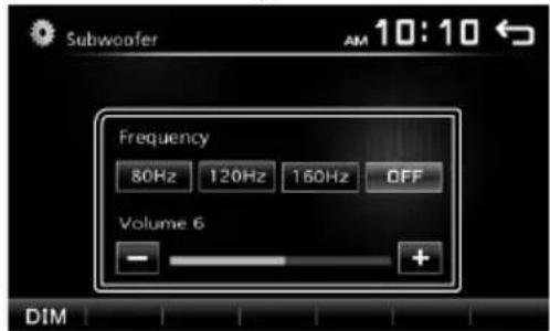 KENWOOD DMX110BT - Definições do subwoofer - 1