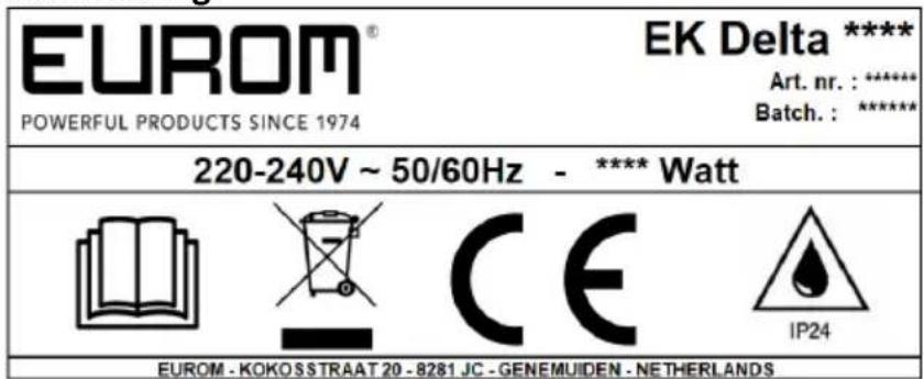 Eurom EK Delta 3000 - Identifying - 1