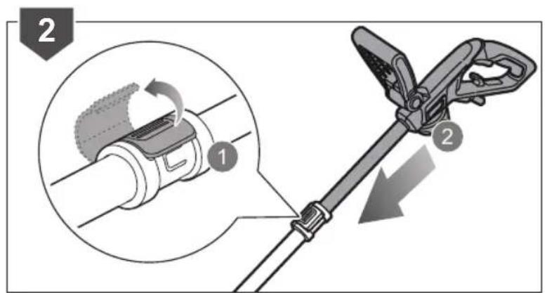 Diagram illustrating a mechanical device with labeled parts and directional arrows indicating motion or assembly.