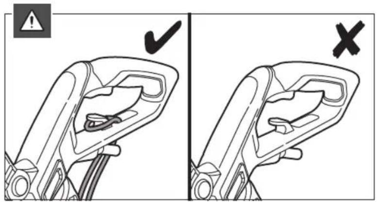 Diagram showing correct and incorrect car seatbelting with warning symbols and cross marks