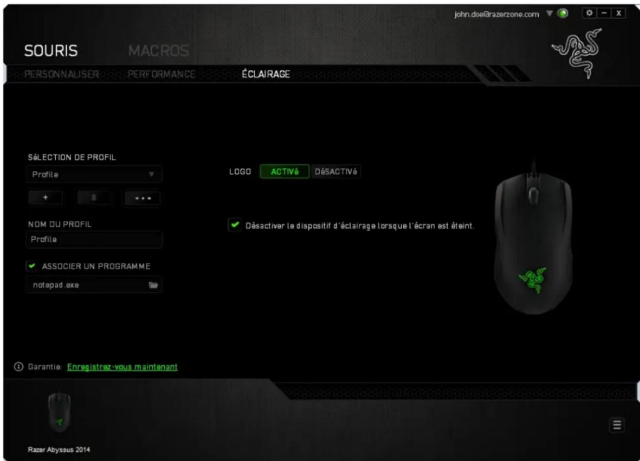RAZER Abyssus 2000 - ONGLET (ÉCLAIRAGE) - 1