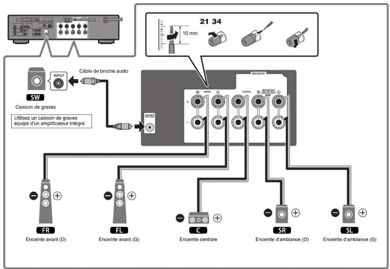 YAMAHA MusicCast RXS602 - Précautions relatives au raccordement des cables d'enceinte - 5