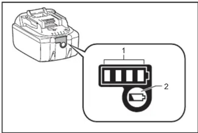 MAKITA DMR200 - Indicating the remaining battery capacity - 1