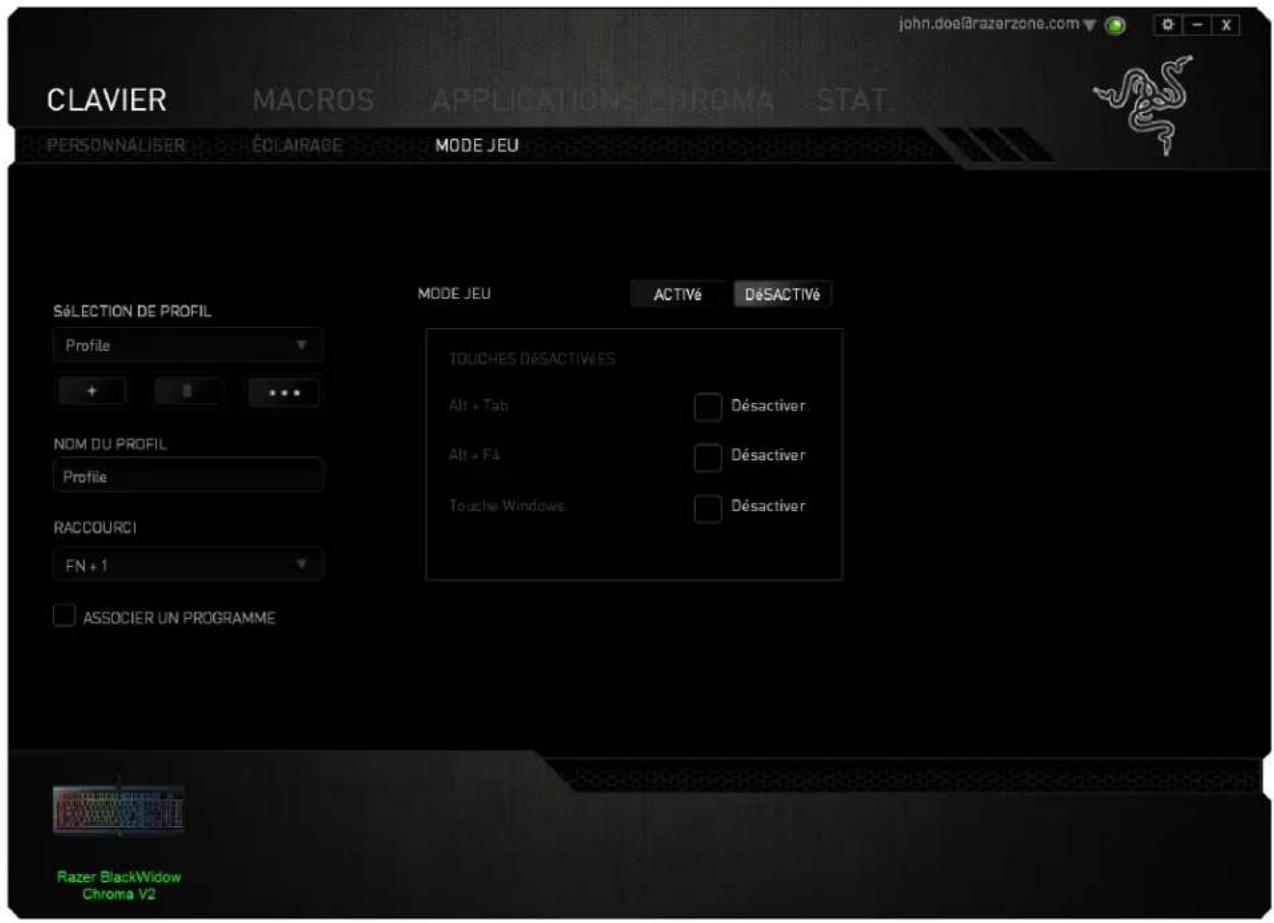 RAZER BlackWidow Chroma V2 - Onglet Mode Jeu - 1