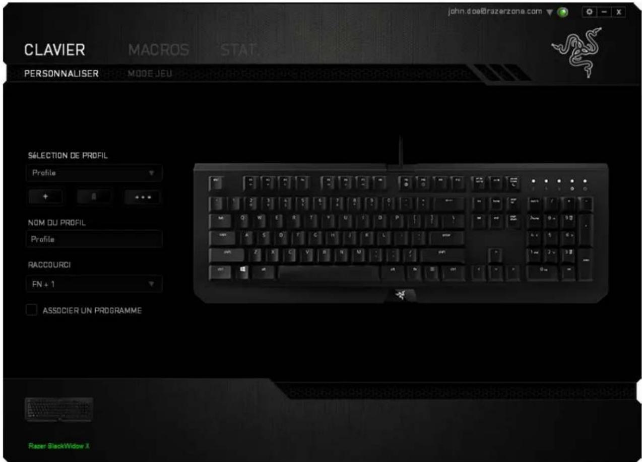 RAZER BlackWidow X - Onglet Personaliser - 1