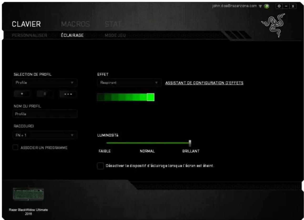 RAZER BlackWidow Ultimate 2016 - Onglet Éclairage - 1