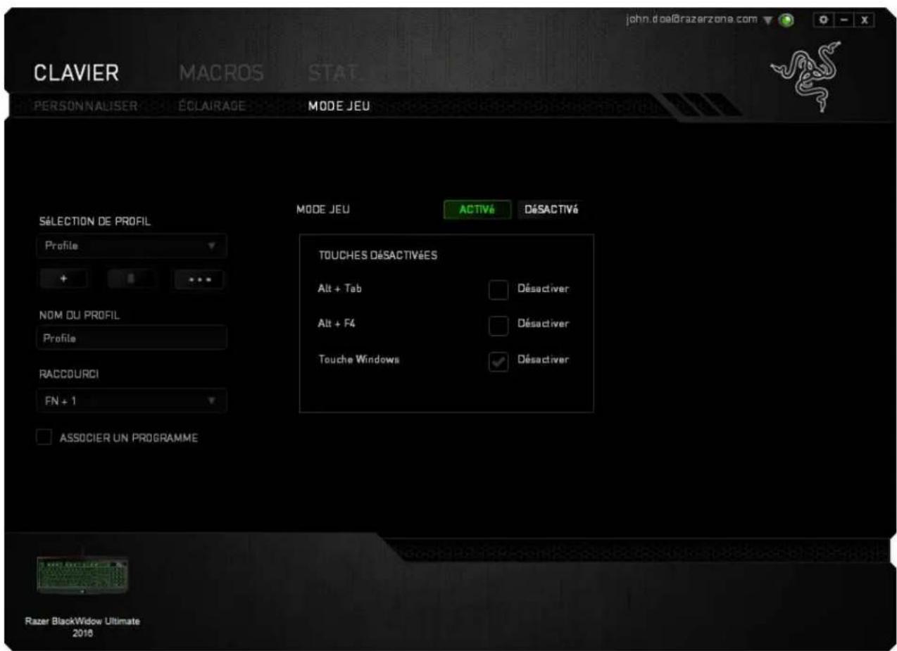 RAZER BlackWidow Ultimate 2016 - Onglet Mode jeu (PC) - 1