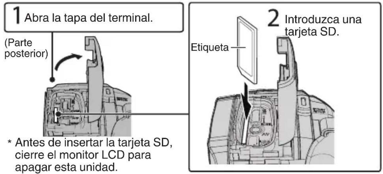 JVC Everio GZR401 - Insertar una tarjeta SD - 1