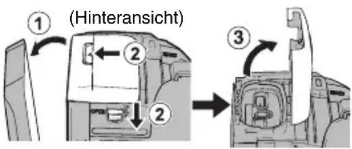 JVC Everio GZR401 - Öffnen Sie die Anschlussabdeckung (SD-Karten-Fach) - 1