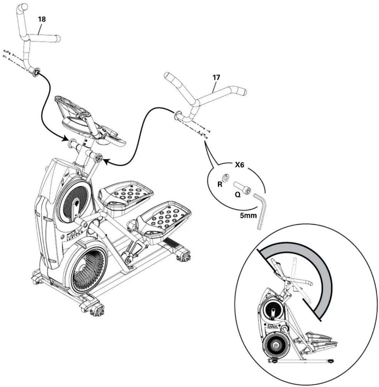 BOWFLEX Max Trainer M7i - Arrimez les poignées supérieures au châssis - 2
