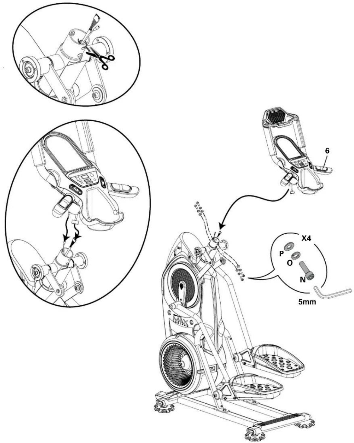 BOWFLEX Max Trainer M7i - Coupez les attaches d'emballage qui maintiennent les câbles, connectez les câbles et arrimez la console - 1