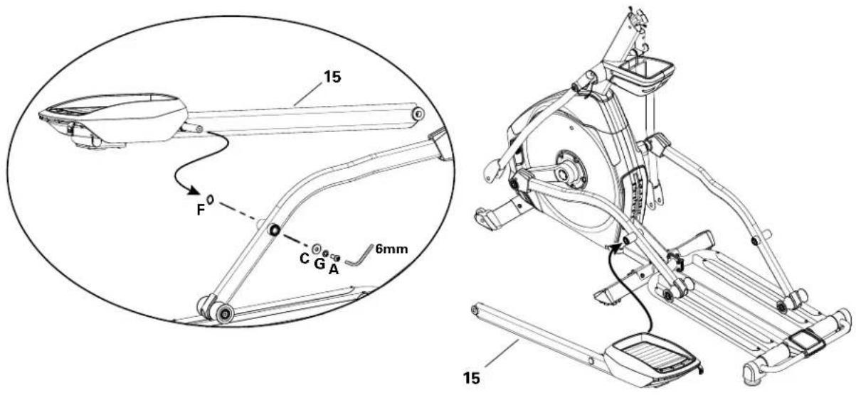 Nautilus E628 - Arrimez la pédale gauche à la tige et au bas de poignée inférieur - 1