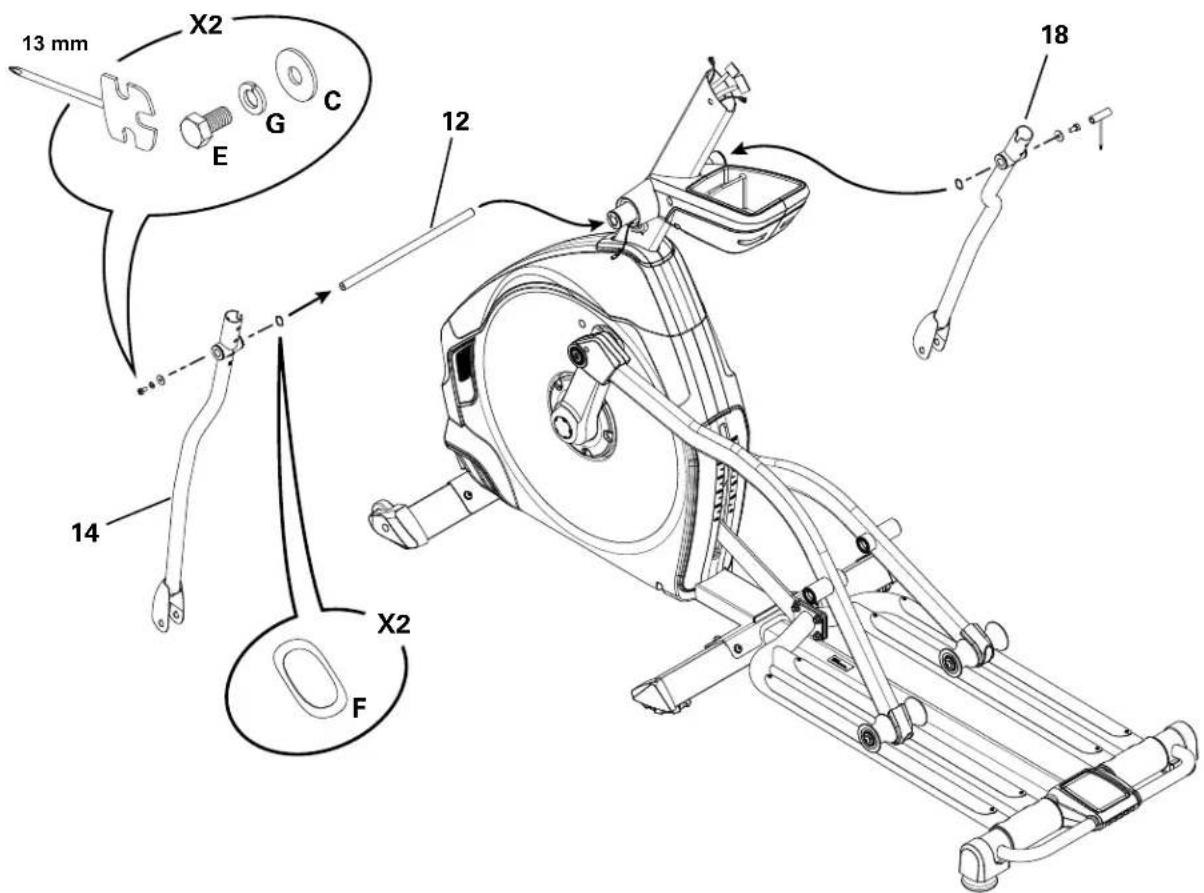 Nautilus E628 - Installez la barre de pivot et les bras de poignée inférieurs au châssis - 1