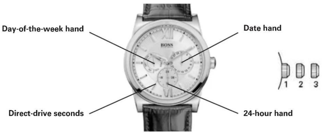 BOSS Paris HO1513228 - Positions of the crown: - 1