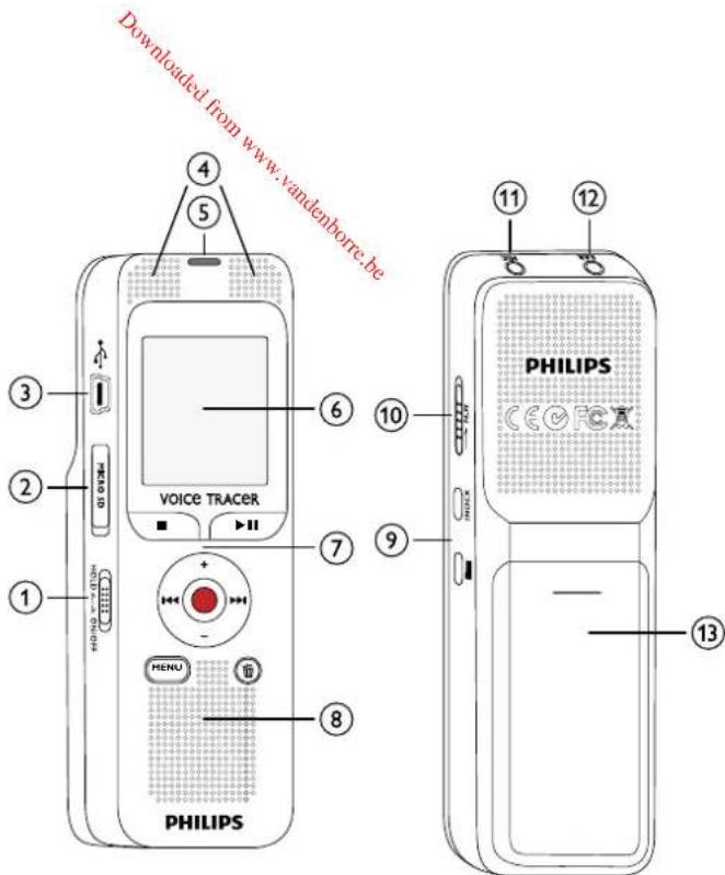 PHILIPS Voice Tracer DVT1250 - Face avant et arrêté (DVT2000) - 1