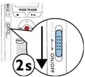 PHILIPS Voice Tracer DVT1250 - Allumer et éteindre l'appareil - 1