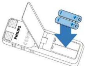 PHILIPS Voice Tracer DVT1250 - Insérer les piles ou accus - 3