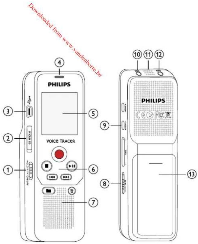 PHILIPS Voice Tracer DVT1250 - Face avant et arrêté (DVT1200) - 1
