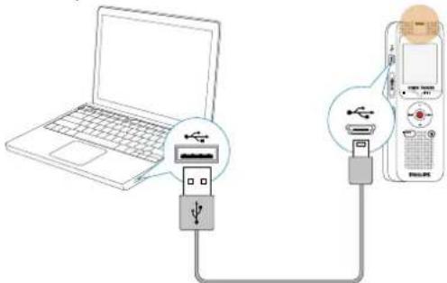PHILIPS Voice Tracer DVT1250 - Branchement à l'ordinateur - 1