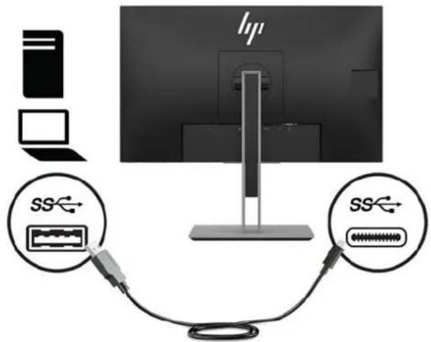 HP EliteDisplay E243m - Branchement des câbles - 9