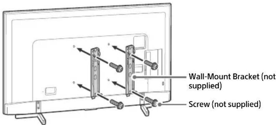 SONY KD65XF8505 - Attach the Wall-Mount Bracket (not supplied) using the screws (not supplied). - 1
