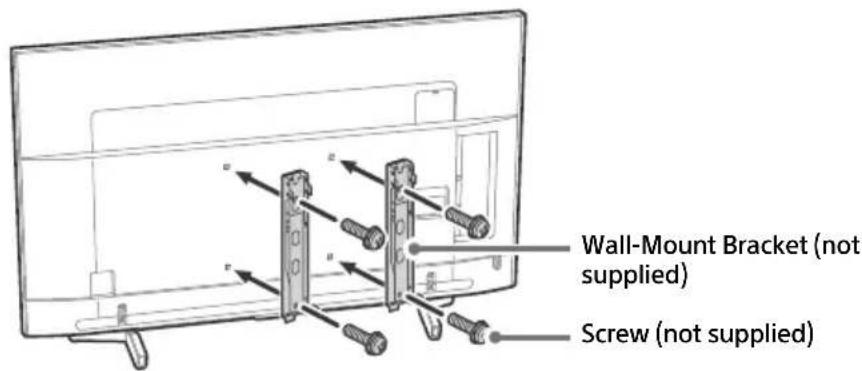 SONY KD65XF8505 - Attach the Wall-Mount Bracket (not supplied) using the screws (not supplied). - 2