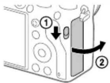 SONY Alpha A7R III - Open the memory card cover. - 1