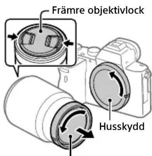 SONY Alpha A7R III - Ta av husskyddet från kameran och det bakre objektivlocket från baksidan på objektivet. - 1