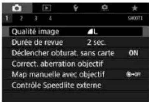 CANON EF 24105mm f4L IS II USM - Écran du menu dans les modes de la zone élémentaire - 4