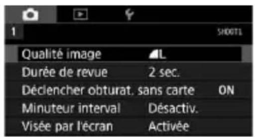 CANON EF 24105mm f4L IS II USM - Écran du menu dans les modes de la zone élémentaire - 2