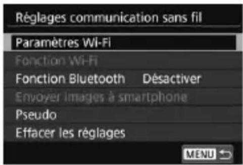 CANON EF 24105mm f4L IS II USM - Sélectionnez [réglages communication sans fil]. - 1