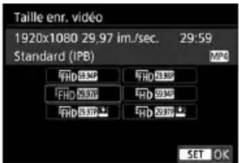 CANON EF 24105mm f4L IS II USM - MENU réglage de qualité de l'enregistrement vidéo - 1