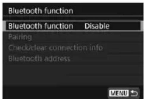 CANON EF 24105mm f4L IS II USM - Select [Bluetooth function]. - 1