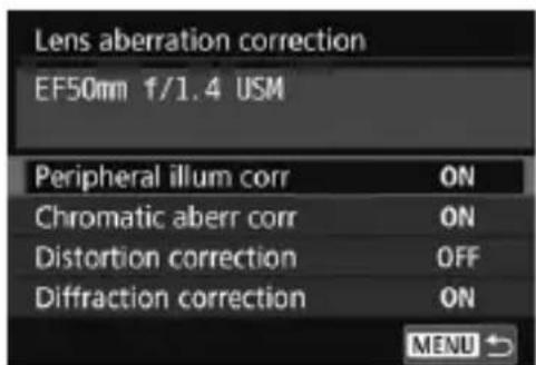 CANON EF 24105mm f4L IS II USM - Select [Lens aberration correction]. - 1