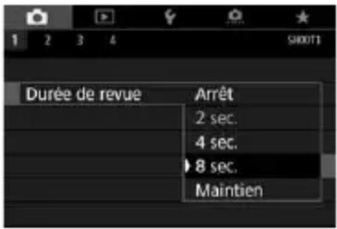 CANON EF 24105mm f4L IS II USM - MENU réglage de la durée de revue des images - 1