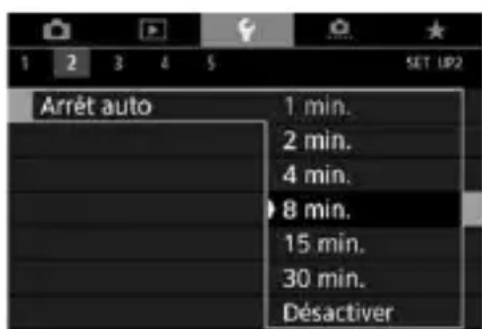 CANON EF 24105mm f4L IS II USM - MENU réglage du début avant l'arrêt/extinction automatique - 1