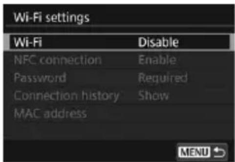 CANON EF 24105mm f4L IS II USM - Select [Wi-Fi settings]. - 1