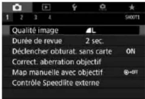 CANON EF 24105mm f4L IS II USM - MENU réglage de la qualité d'enregistrement des images - 1