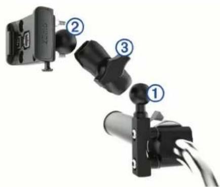 GARMIN Zumo 346 LMTS - Fixation de la base au support pour guidon - 1