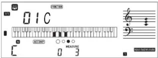 CASIO CTX800 - Sur le clavier d'accompagnement, appuyez sur les touches des notes qui compose la forme d'accord affichée. - 1