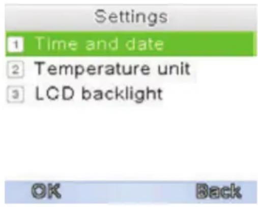 Luvion Easy - MENU > SETTINGS > LCD BACKLIGHT - 1
