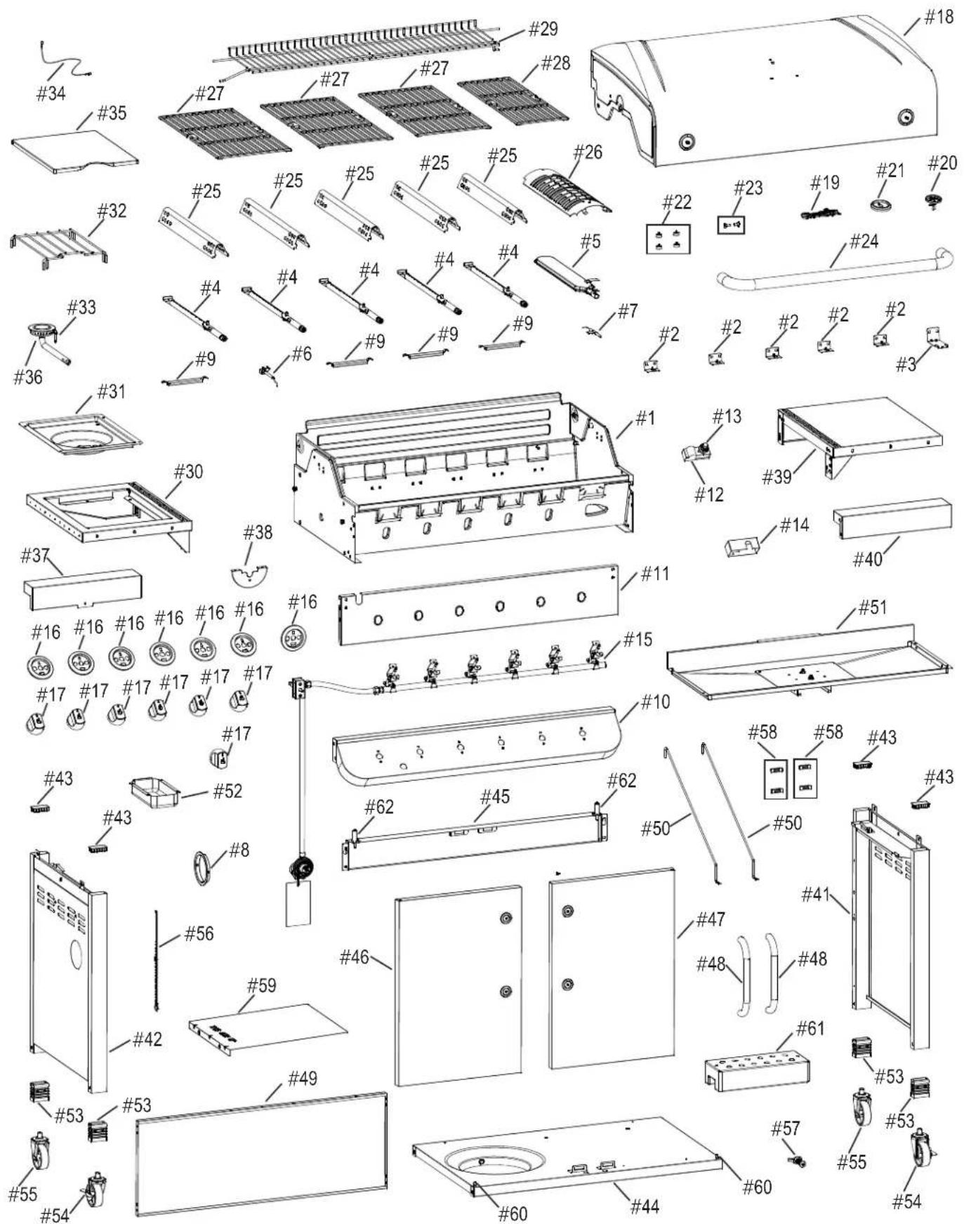 CHAR BROIL 463276517 - PARTS DIAGRAM/ SCHEMA DES PIEÇES / VISTA ESQUEMATICA DE PIEZAS - 1