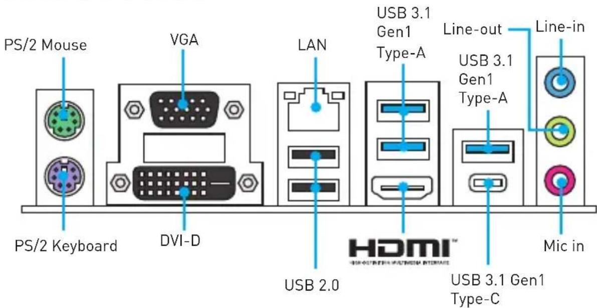 MSI B250M PROVDH - Rear I/O Panel - 1