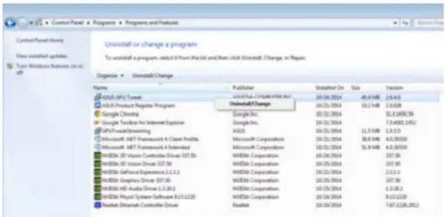 ASUS Strix GTX 1060 O6G Gaming - ASUS GPU Tweak unter Windows 8.1/8/7/Vista deinstallieren - 1