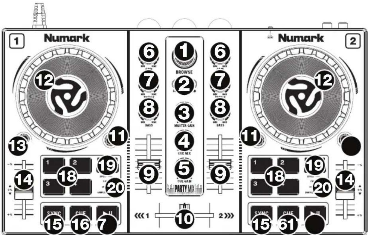 NUMARK Party Mix - Panneau supérieur - 1