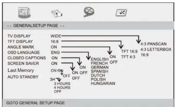 LENCO DVP910 - Págrina de configuración general - 1