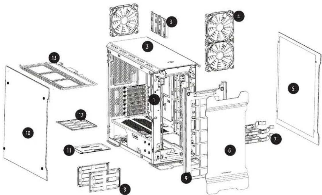 Phanteks Enthoo Evolv ATX - EXPLODED VIEW - 1