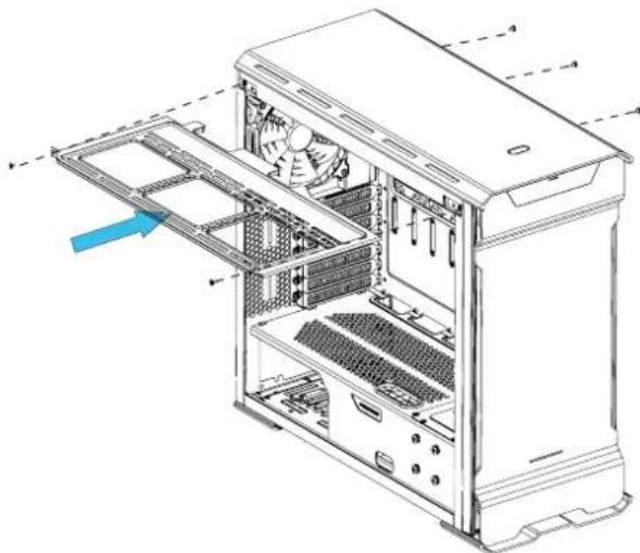 Phanteks Enthoo Evolv ATX - To install, align the bracket and slide in. Use the 5x silver screw to lock in place. - 2