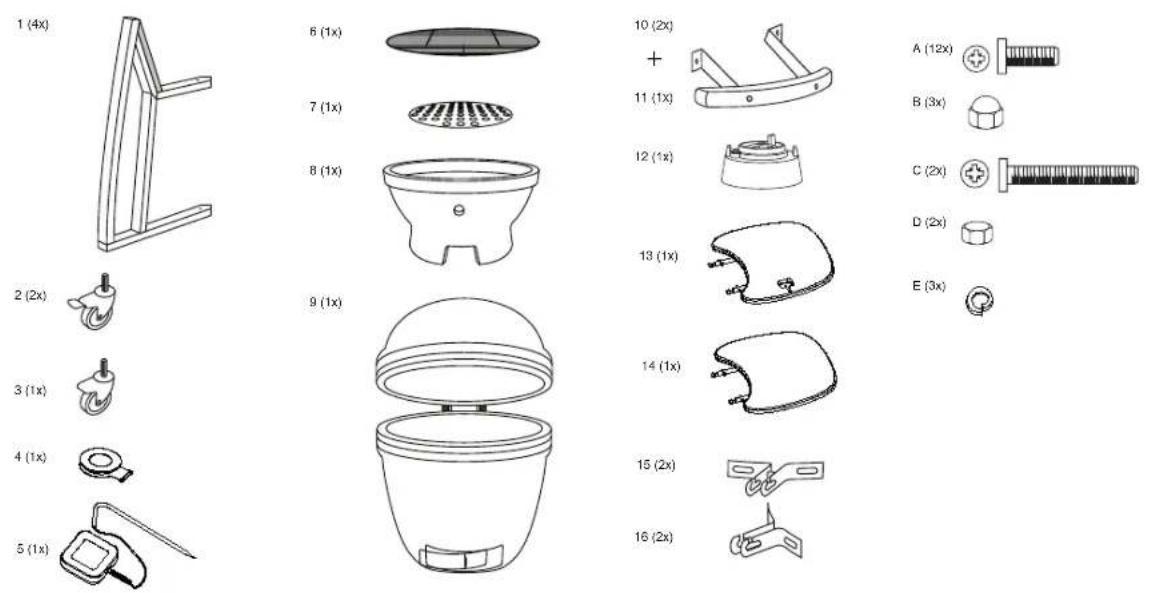 Patton Kamado 16” Table Chef - Parts list - 1